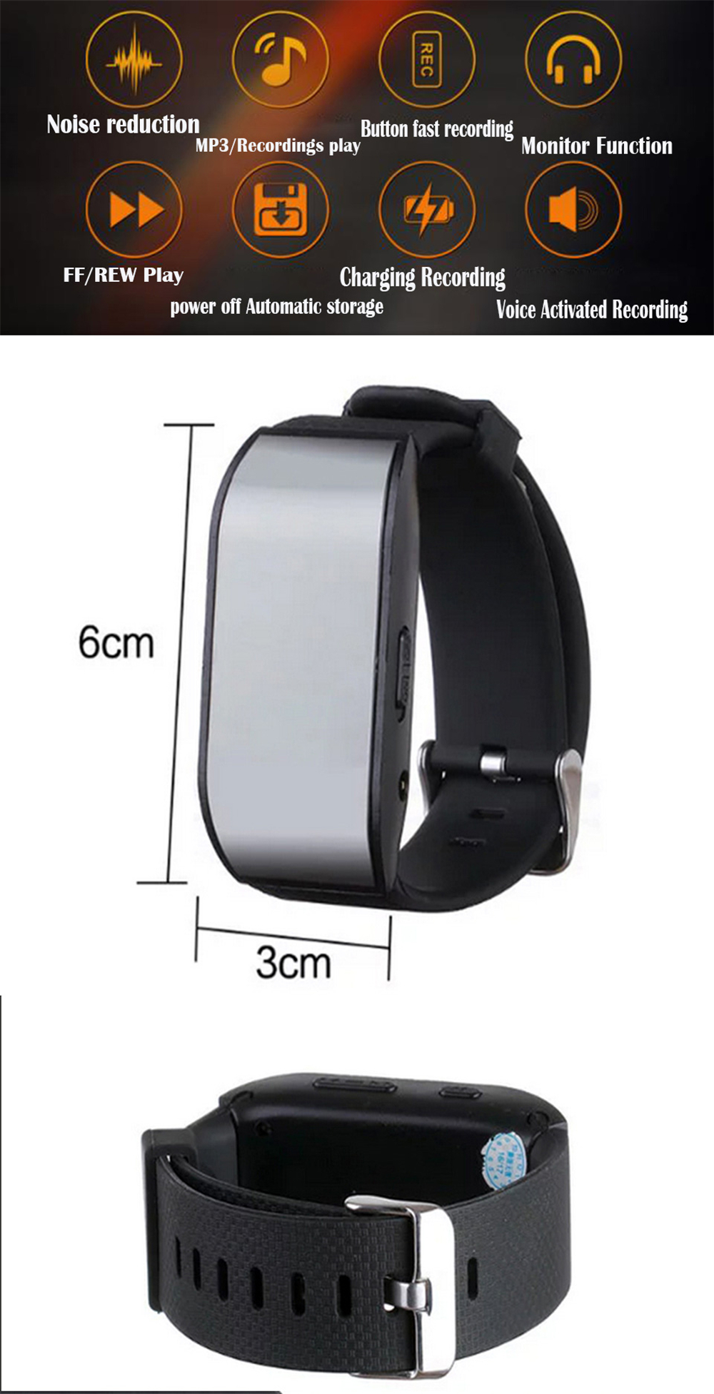 Wearable 8GB Watch Recorder Pen Portable Sound MP3 Player Audio Recording Wearable 8GB Watch Recorder Pen Portable Sound MP3 Player Audio Recording
