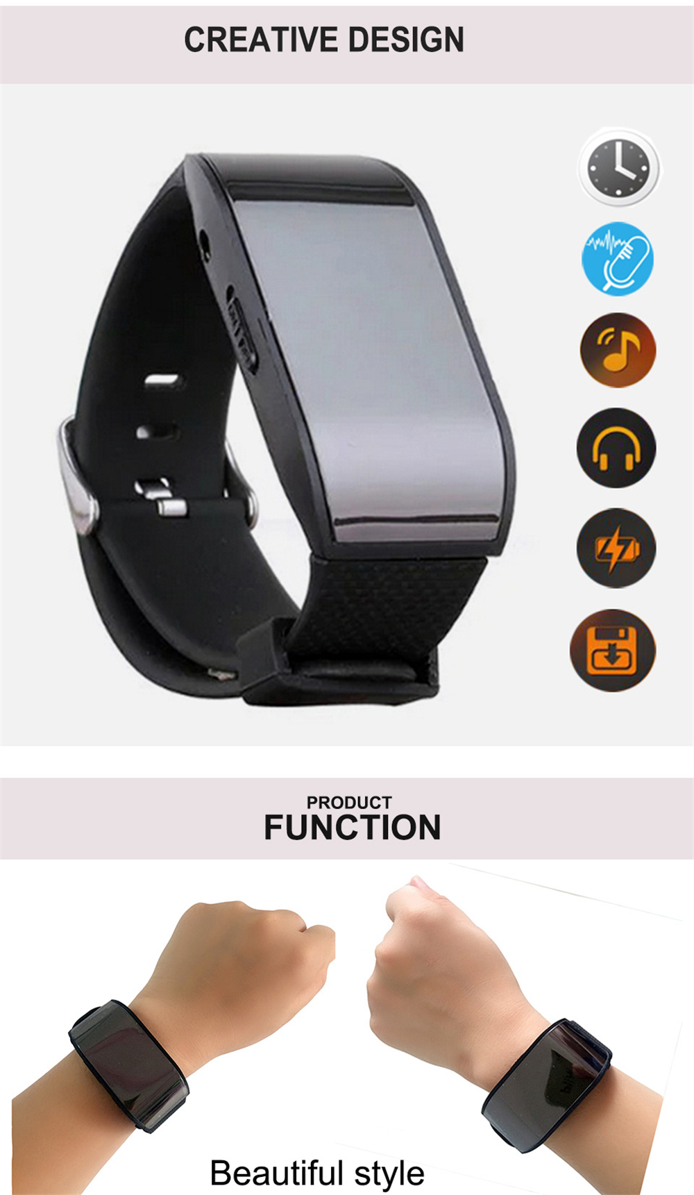 Wearable 8GB Watch Recorder Pen Portable Sound MP3 Player Audio Recording Wearable 8GB Watch Recorder Pen Portable Sound MP3 Player Audio Recording