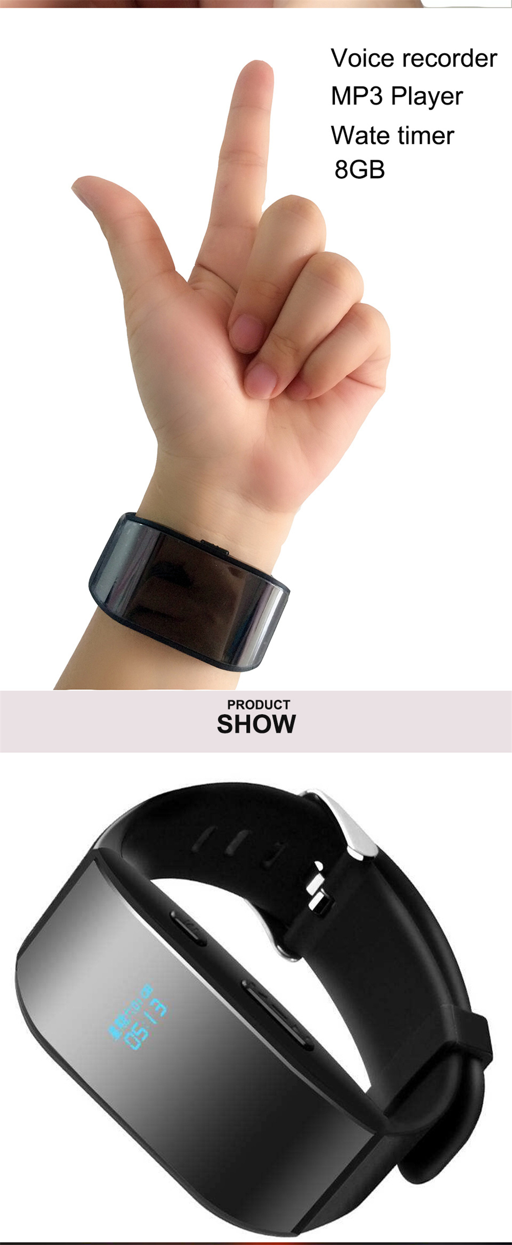 Wearable 8GB Watch Recorder Pen Portable Sound MP3 Player Audio Recording Wearable 8GB Watch Recorder Pen Portable Sound MP3 Player Audio Recording