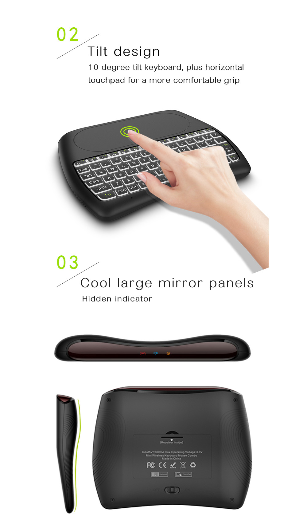 D8 Mini Key Air Mouse Large Screen Touchpad Mouse 2.4G Wireless Rechargeable Keyboard for Computer Android TV Box - Black D8 Mini Key Air Mouse Large Screen Touchpad Mouse 2.4G Wireless Rechargeable Keyboard for Computer Android TV Box - Black