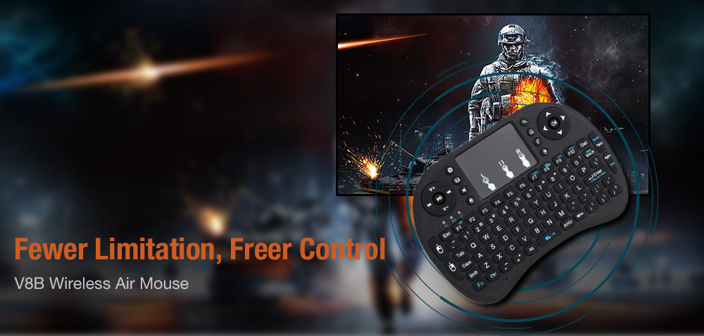 V8B Air Mouse Full Size Keypad Remote Control Game Console - Black V8B Air Mouse Full Size Keypad Remote Control Game Console - Black