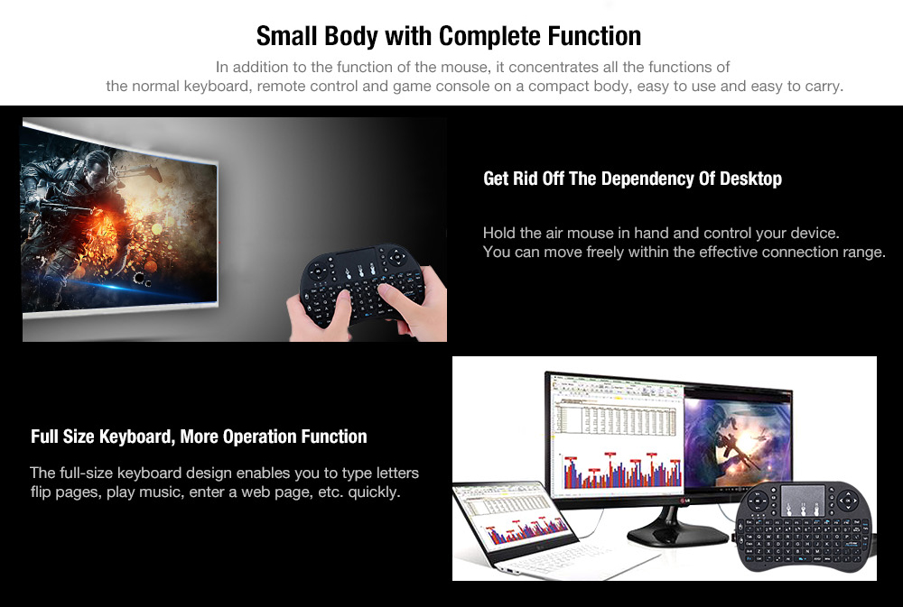 V8B Air Mouse Full Size Keypad Remote Control Game Console - Black V8B Air Mouse Full Size Keypad Remote Control Game Console - Black