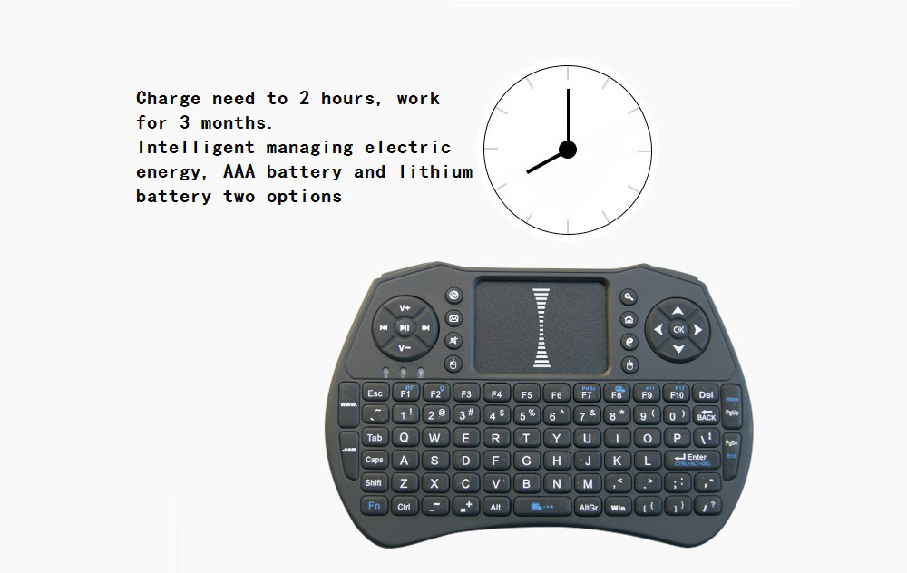 A8 Mini 2.4G Wireless Bluetooth Air Mouse - Black Standard Dry Battery A8 Mini 2.4G Wireless Bluetooth Air Mouse - Black Standard Dry Battery