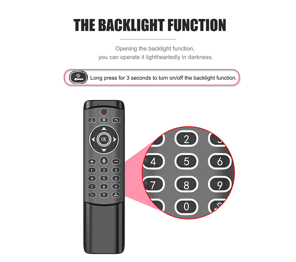 MT1 2.4G Wireless Backlit Gyroscope Voice Control Air Mouse - Black MT1 2.4G Wireless Backlit Gyroscope Voice Control Air Mouse - Black