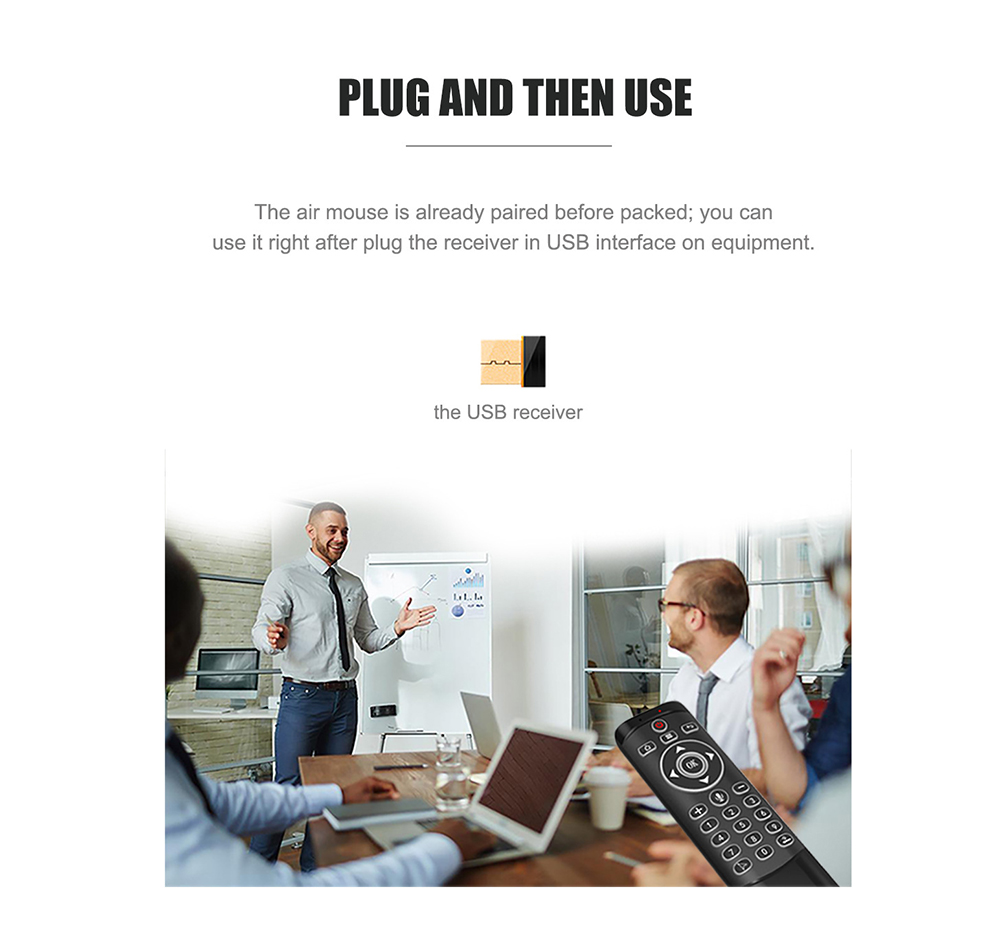 MT1 2.4G Wireless Backlit Gyroscope Voice Control Air Mouse - Black MT1 2.4G Wireless Backlit Gyroscope Voice Control Air Mouse - Black