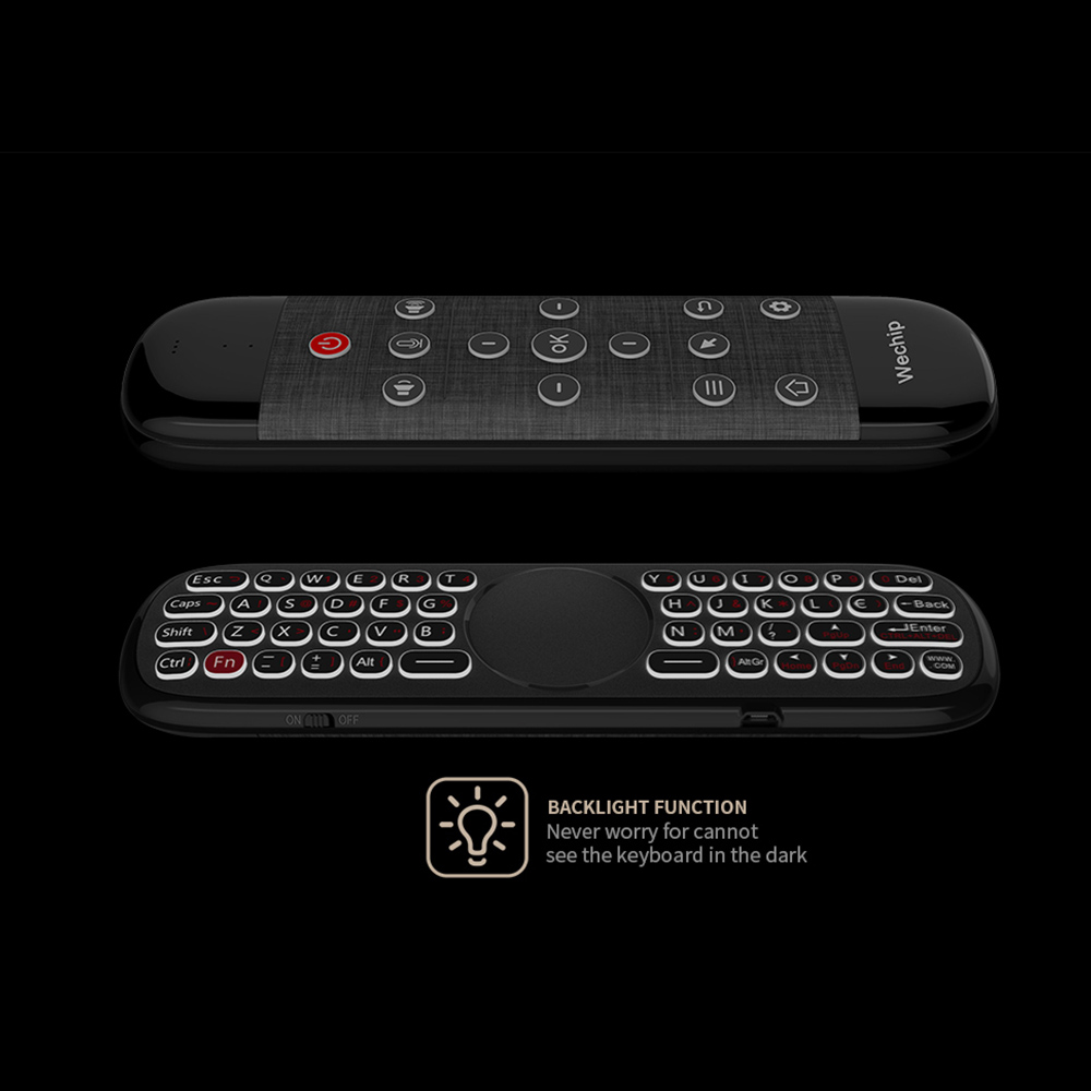 W2PRO Air Mouse Remote Control Keyboard Backlight Google Voice Gyroscope Touchpad Mouse - Black W2PRO Air Mouse Remote Control Keyboard Backlight Google Voice Gyroscope Touchpad Mouse - Black