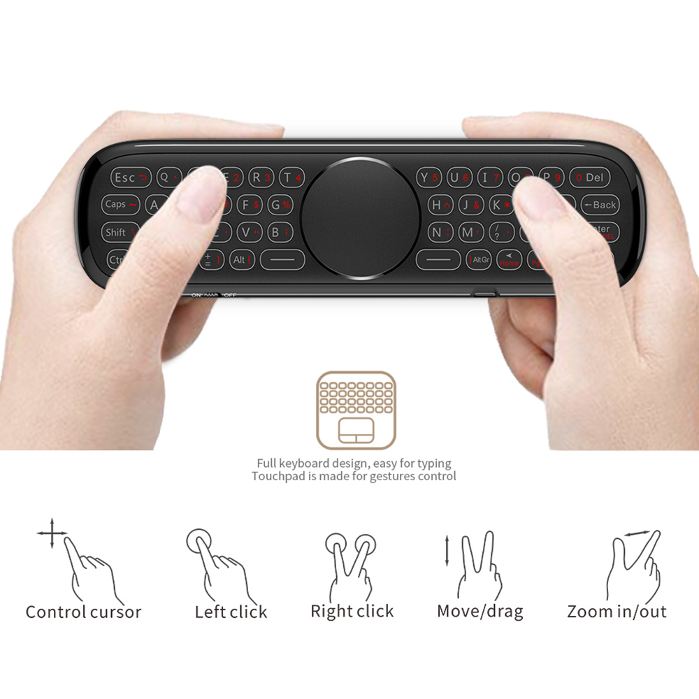 W2PRO Air Mouse Remote Control Keyboard Backlight Google Voice Gyroscope Touchpad Mouse - Black W2PRO Air Mouse Remote Control Keyboard Backlight Google Voice Gyroscope Touchpad Mouse - Black