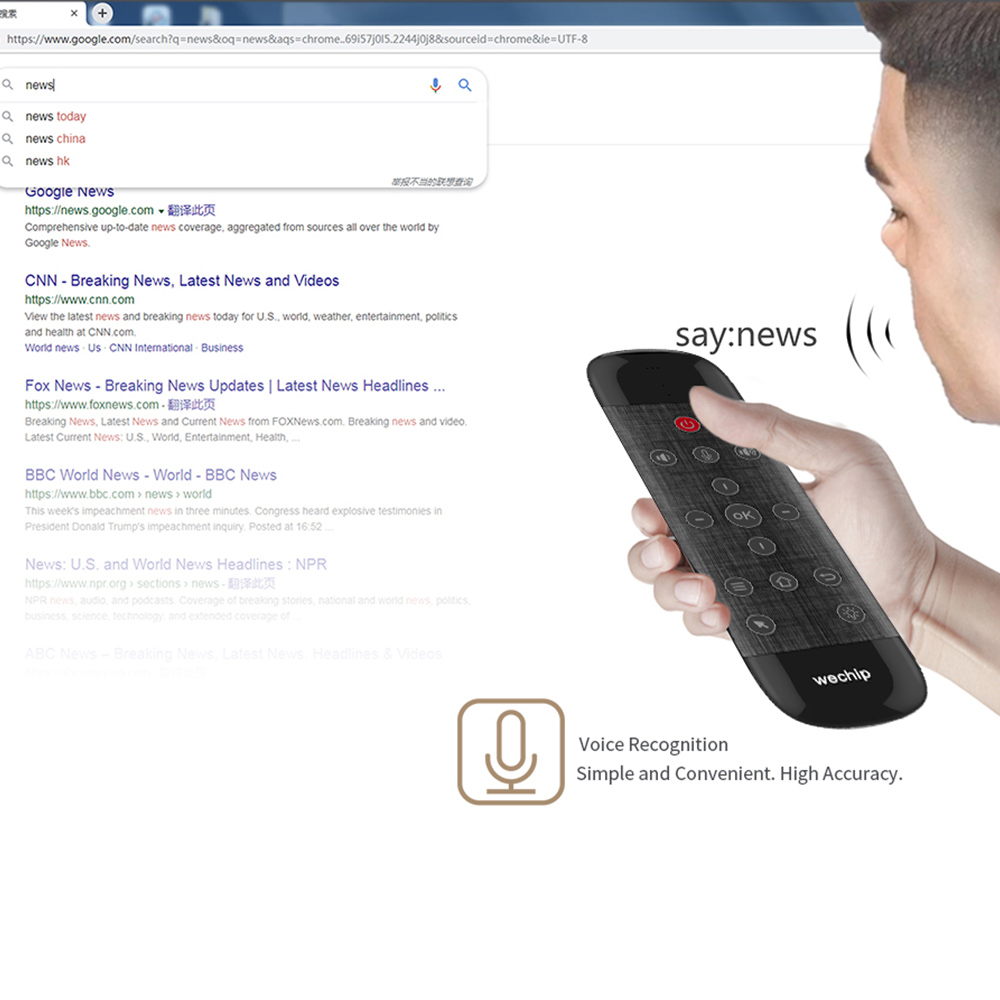 W2PRO Air Mouse Remote Control Keyboard Backlight Google Voice Gyroscope Touchpad Mouse - Black W2PRO Air Mouse Remote Control Keyboard Backlight Google Voice Gyroscope Touchpad Mouse - Black