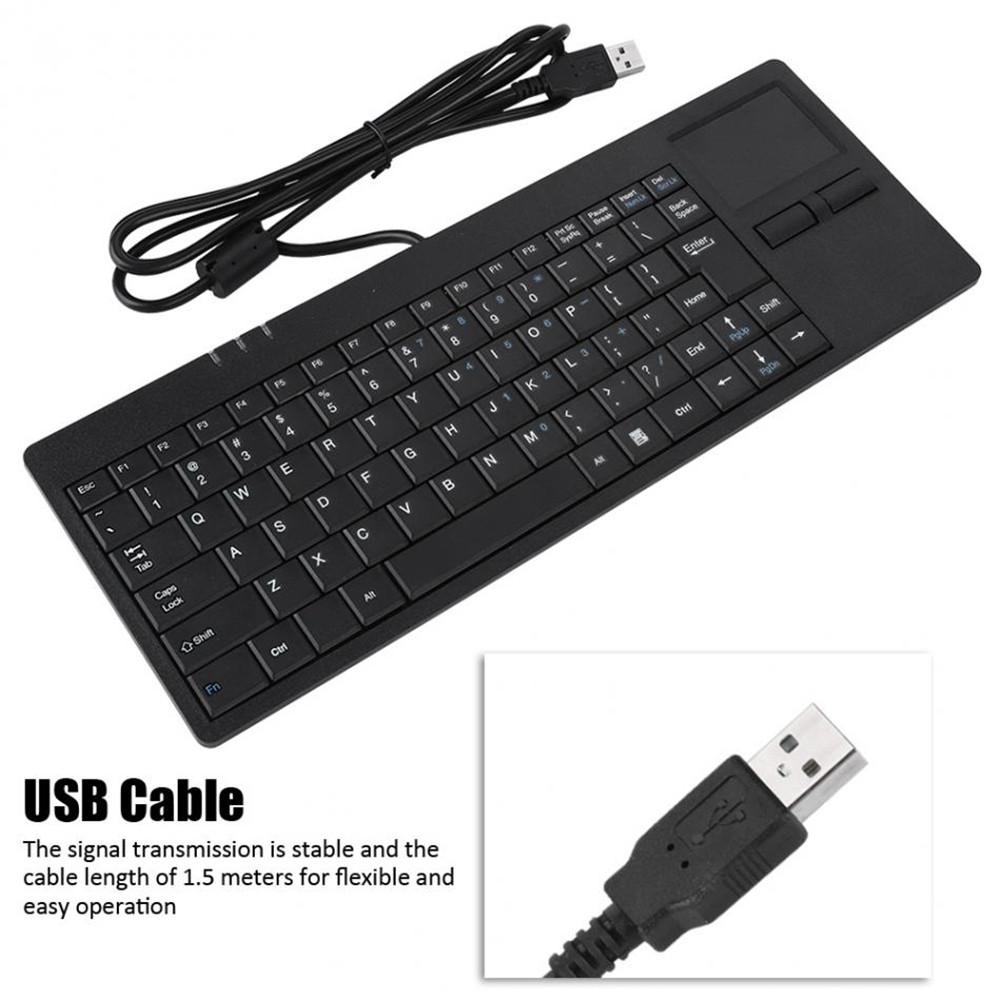Wired USB Ultra-thin Mute Built-in HUB Mini Business Office Keyboard with Touchpad- Black Wired USB Ultra-thin Mute Built-in HUB Mini Business Office Keyboard with Touchpad- Black