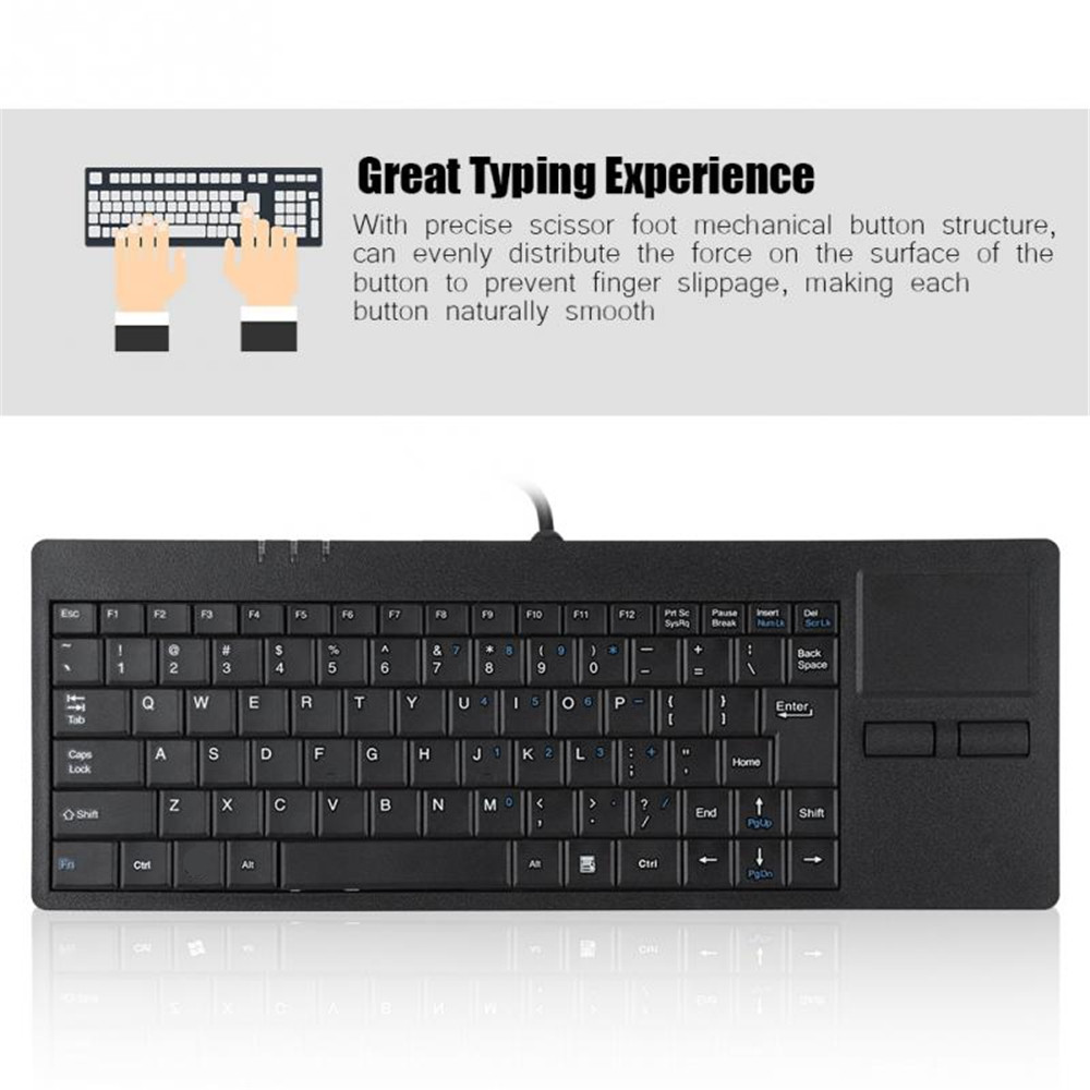 Wired USB Ultra-thin Mute Built-in HUB Mini Business Office Keyboard with Touchpad- Black Wired USB Ultra-thin Mute Built-in HUB Mini Business Office Keyboard with Touchpad- Black