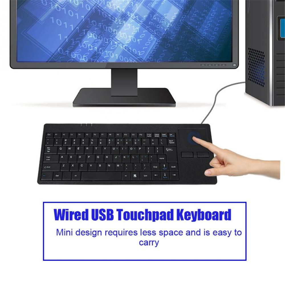 Wired USB Ultra-thin Mute Built-in HUB Mini Business Office Keyboard with Touchpad- Black Wired USB Ultra-thin Mute Built-in HUB Mini Business Office Keyboard with Touchpad- Black