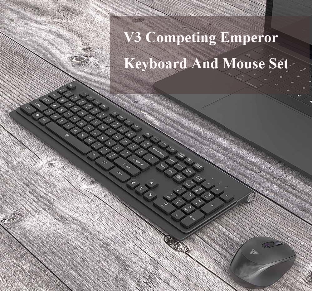 V3 Competing Emperor Keyboard And Mouse Set Wireless 2.4G For Home Office Use Ultra-Thin - Black V3 Competing Emperor Keyboard And Mouse Set Wireless 2.4G For Home Office Use Ultra-Thin - Black