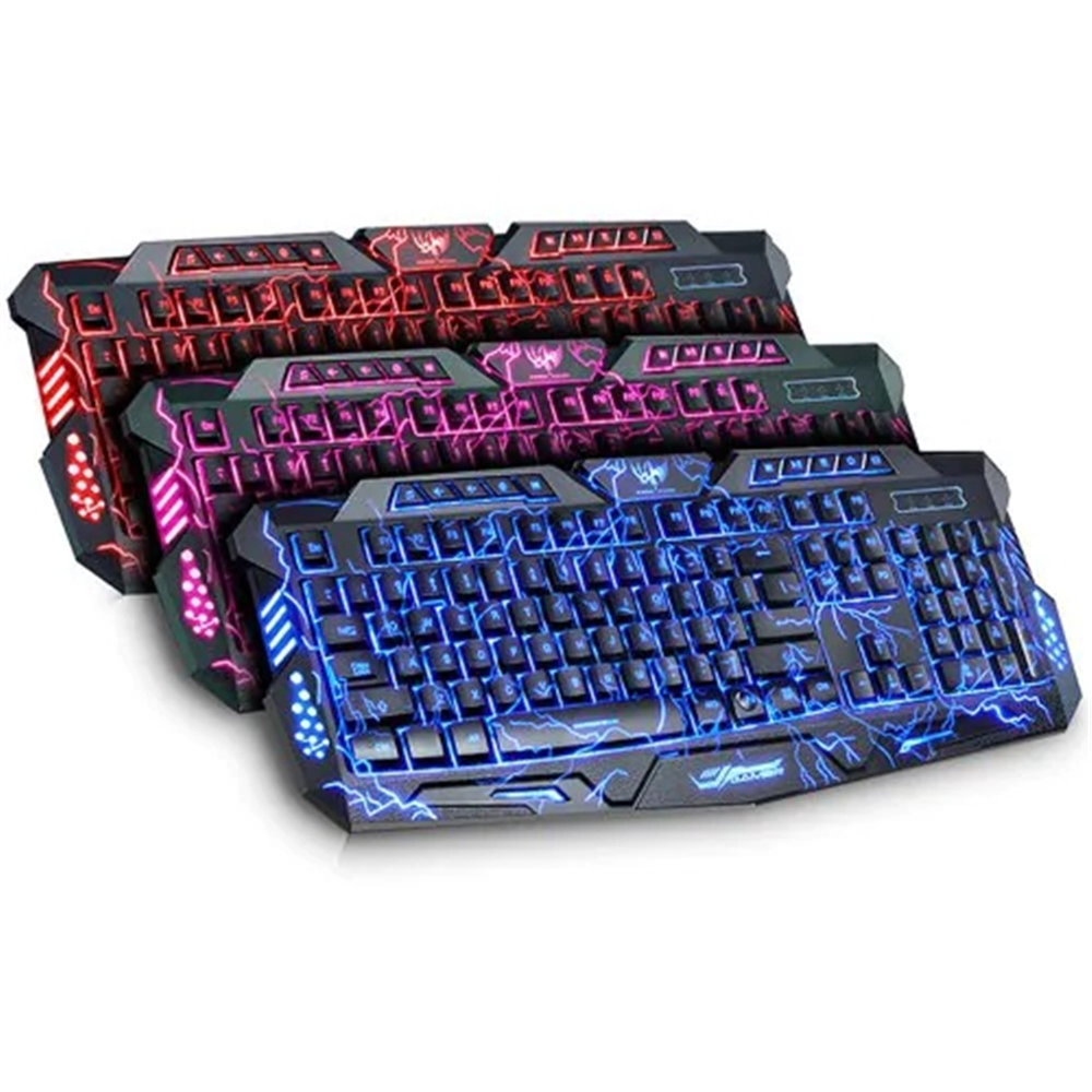 Tri-Color Backlit Computer Gaming USB Powered Full N-Key Game Keyboard - Black Tri-Color Backlit Computer Gaming USB Powered Full N-Key Game Keyboard - Black