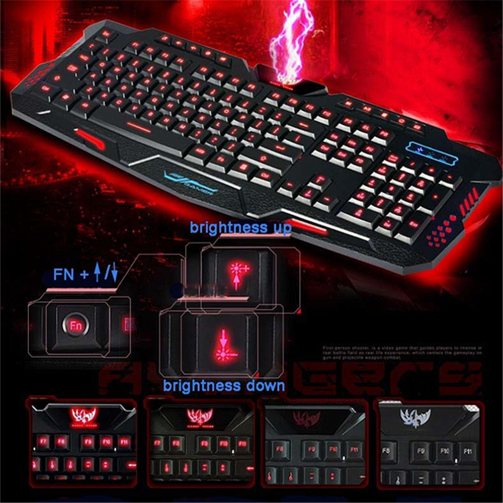 Tri-Color Backlit Computer Gaming USB Powered Full N-Key Game Keyboard - Black Tri-Color Backlit Computer Gaming USB Powered Full N-Key Game Keyboard - Black