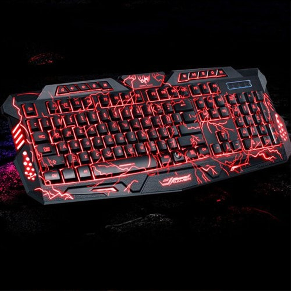 Tri-Color Backlit Computer Gaming USB Powered Full N-Key Game Keyboard - Black Tri-Color Backlit Computer Gaming USB Powered Full N-Key Game Keyboard - Black