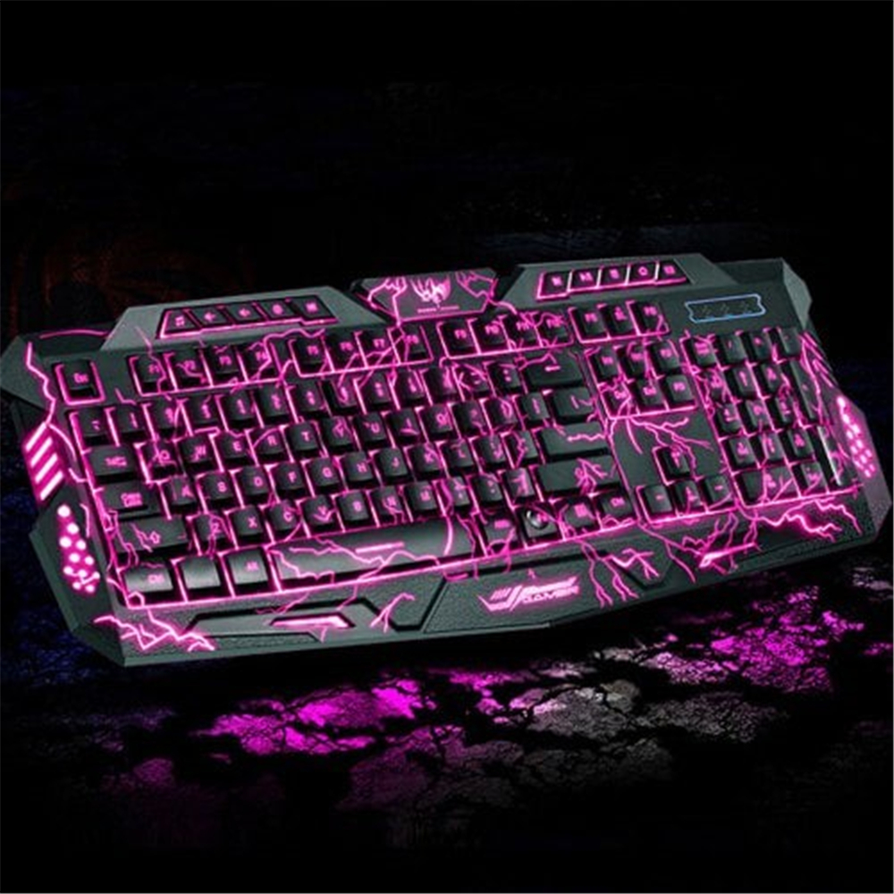 Tri-Color Backlit Computer Gaming USB Powered Full N-Key Game Keyboard - Black Tri-Color Backlit Computer Gaming USB Powered Full N-Key Game Keyboard - Black