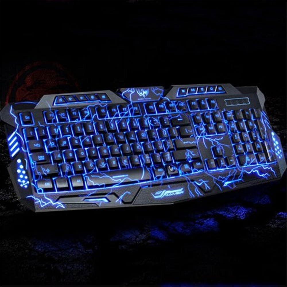 Tri-Color Backlit Computer Gaming USB Powered Full N-Key Game Keyboard - Black Tri-Color Backlit Computer Gaming USB Powered Full N-Key Game Keyboard - Black